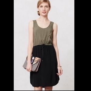 Edme & Esyllte Anthropologie Freya Olive Green Black Colorblock Sleeveless Dress